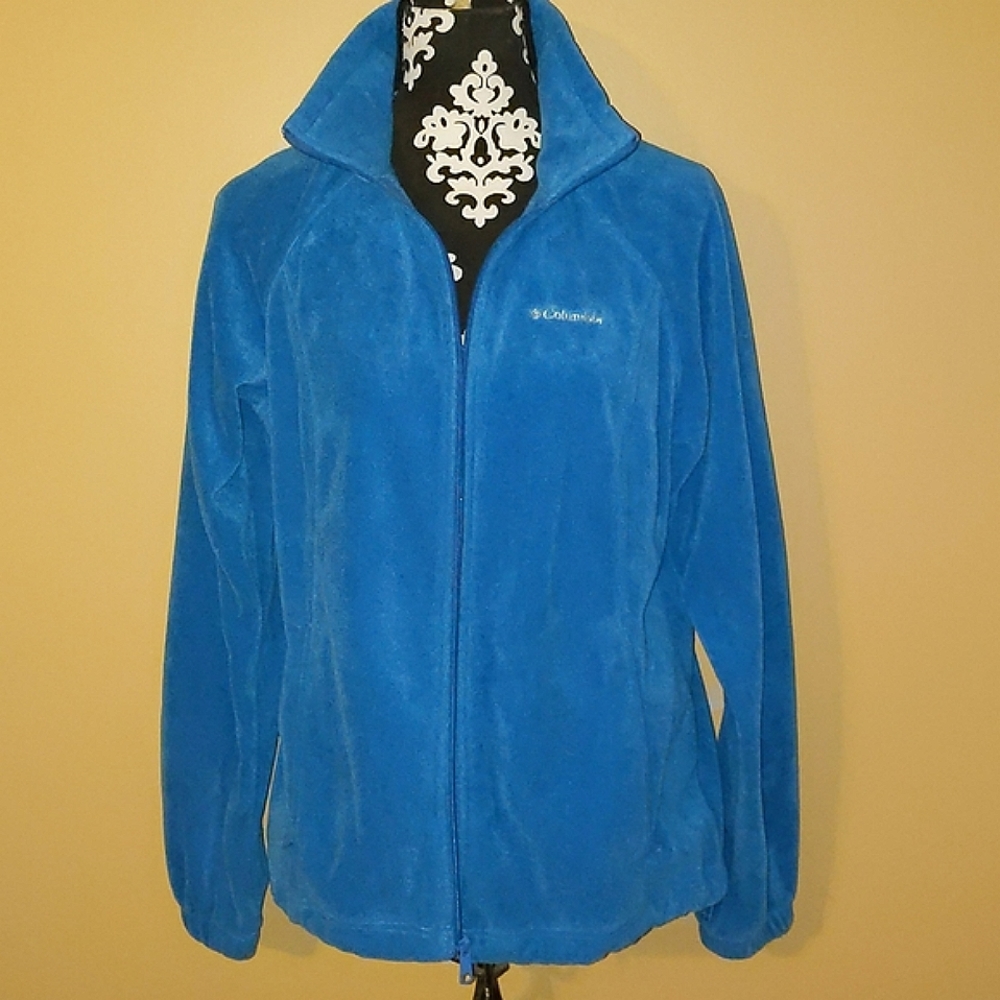 Columbia fleece jacket with zippered pockets and drawstring waist Sz L